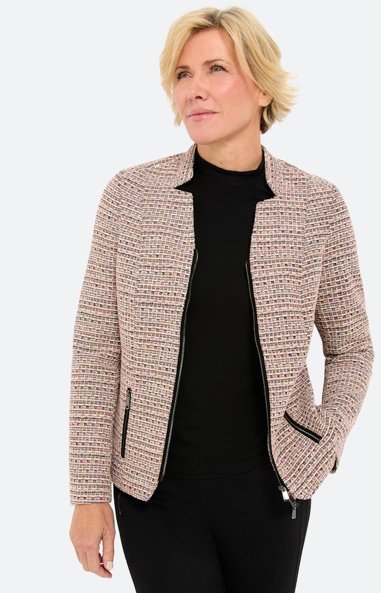 Blazer met boucléstructuur, lichtroze