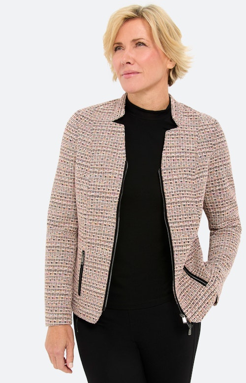 Blazer met boucléstructuur, lichtroze