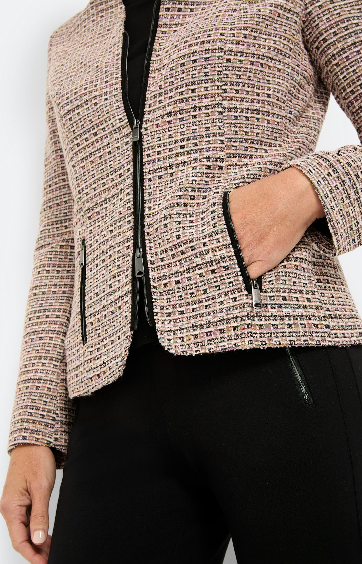 Blazer met boucléstructuur, lichtroze