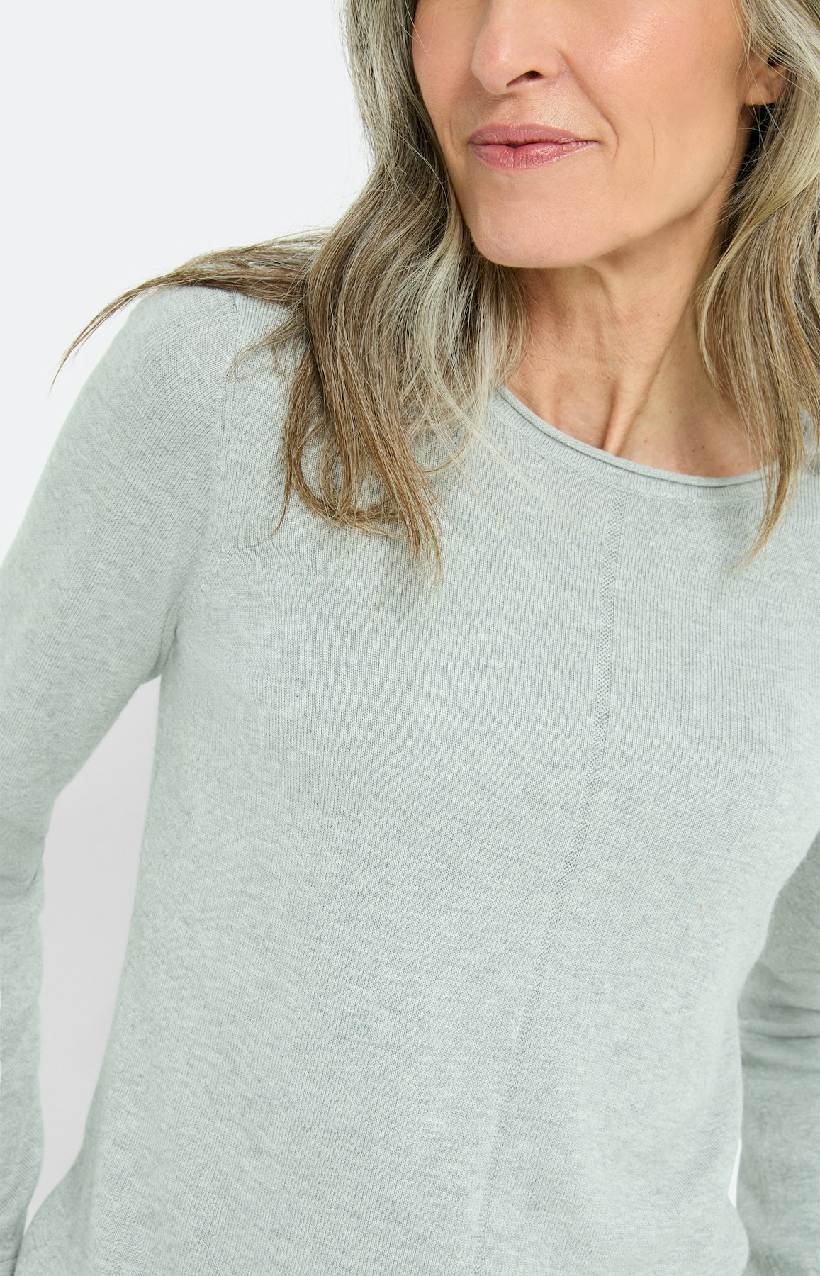 Gebreide trui met rolrand, grijs