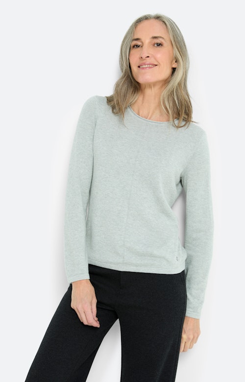 Gebreide trui met rolrand, grijs