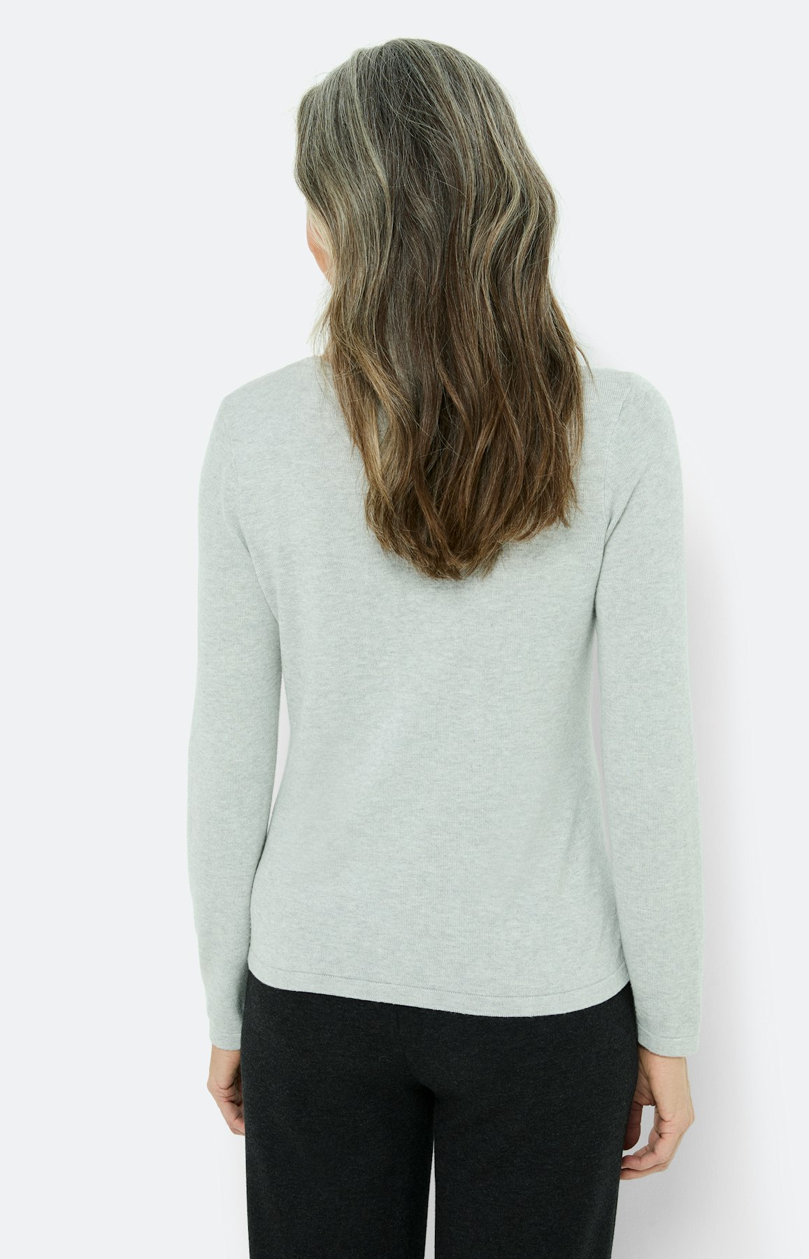 Gebreide trui met rolrand, grijs