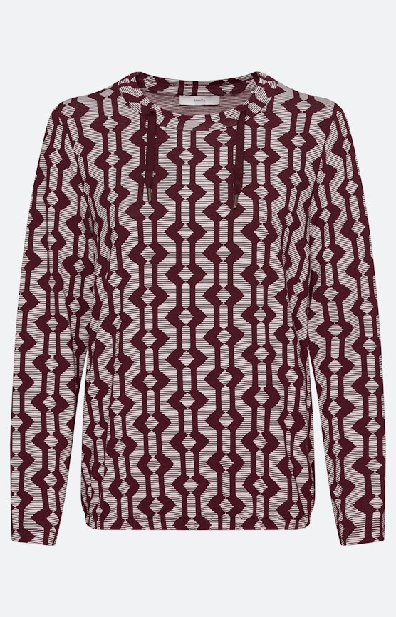 Langarmshirt mit All Over-Print, burgund