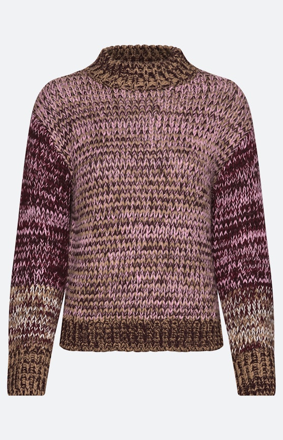 Melierter Grobstrick - Pullover, burgund