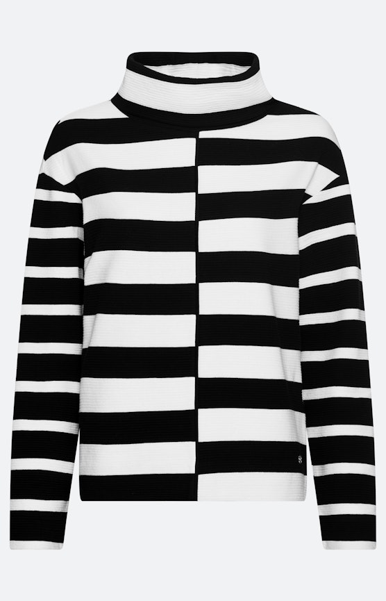 Sweatshirt mit Rollkragen, gestreift