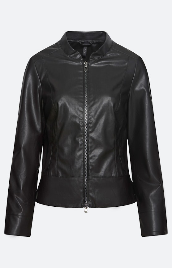 Jacke aus Lederimitat, schwarz