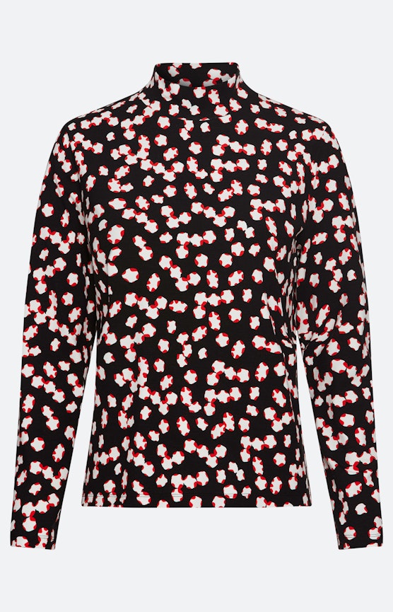 Langarmshirt mit Punkten, schwarz