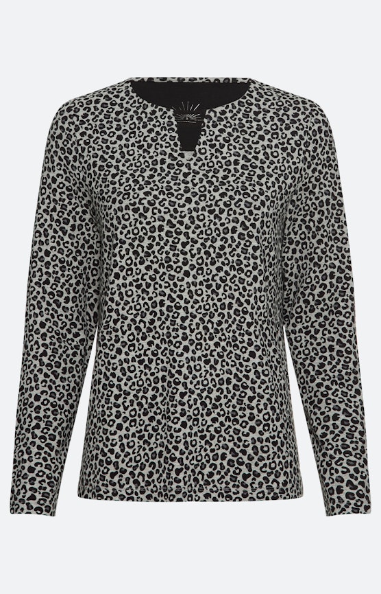 Shirt mit Leomuster, anthrazit