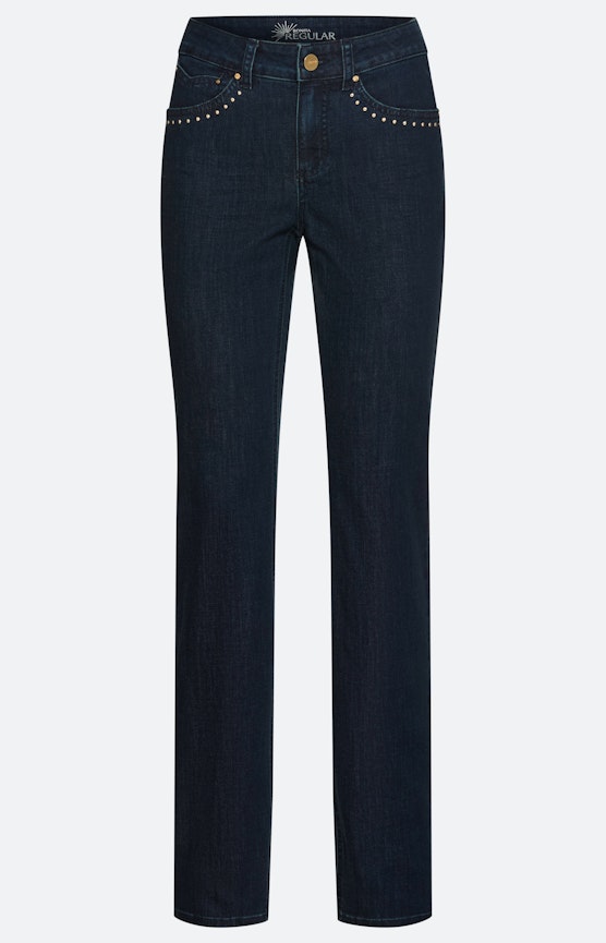 Jeans, straight fit 32 inch, donkerblauw