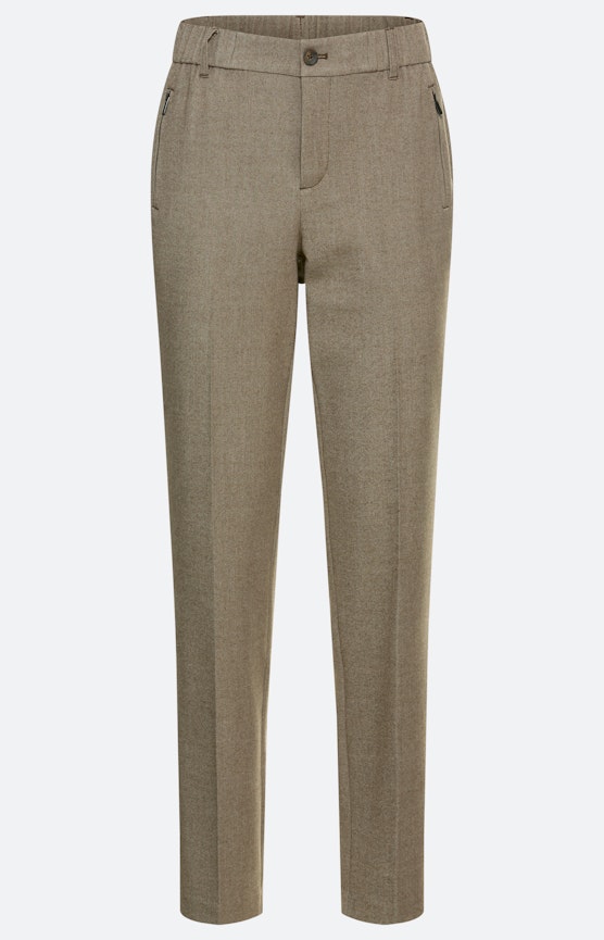 Broek met smalle pijpen 30 inch, taupe