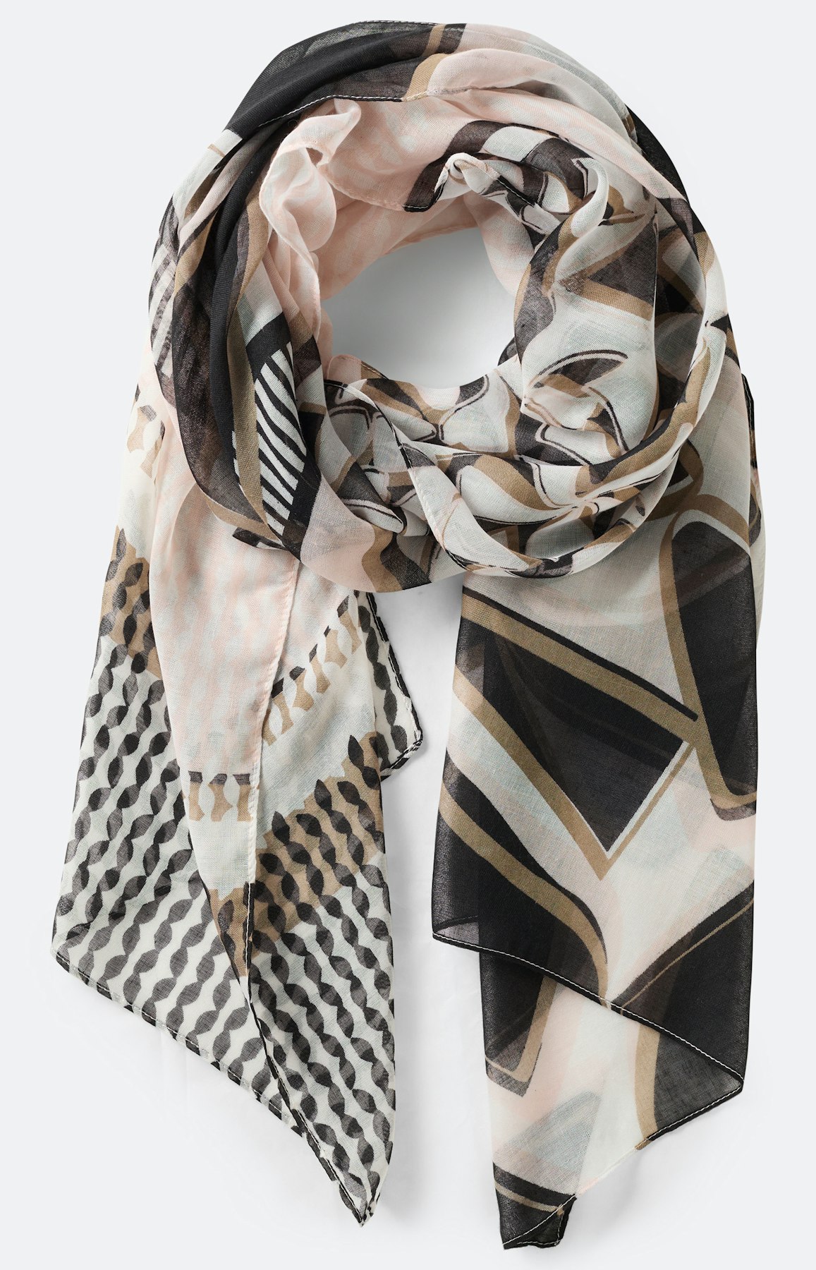 Sjaal in print-mix, gedessineerd