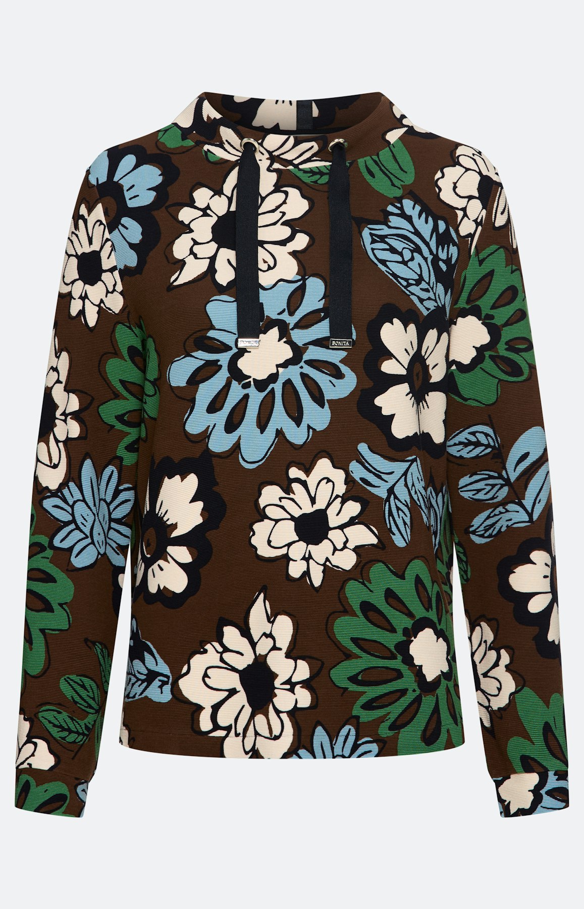 Sweatshirt met bloemenprint, bruin