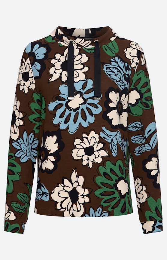 Sweatshirt met bloemenprint, bruin