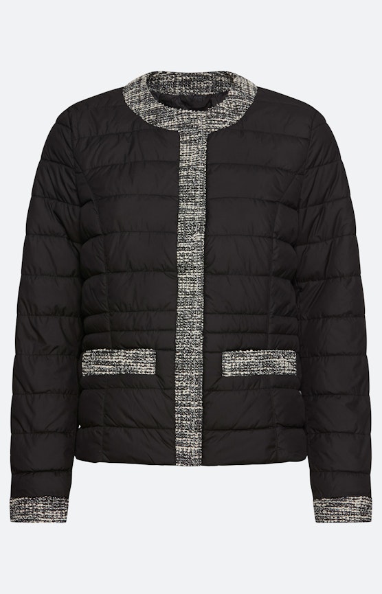 Steppjacke mit Tweed-Details, schwarz