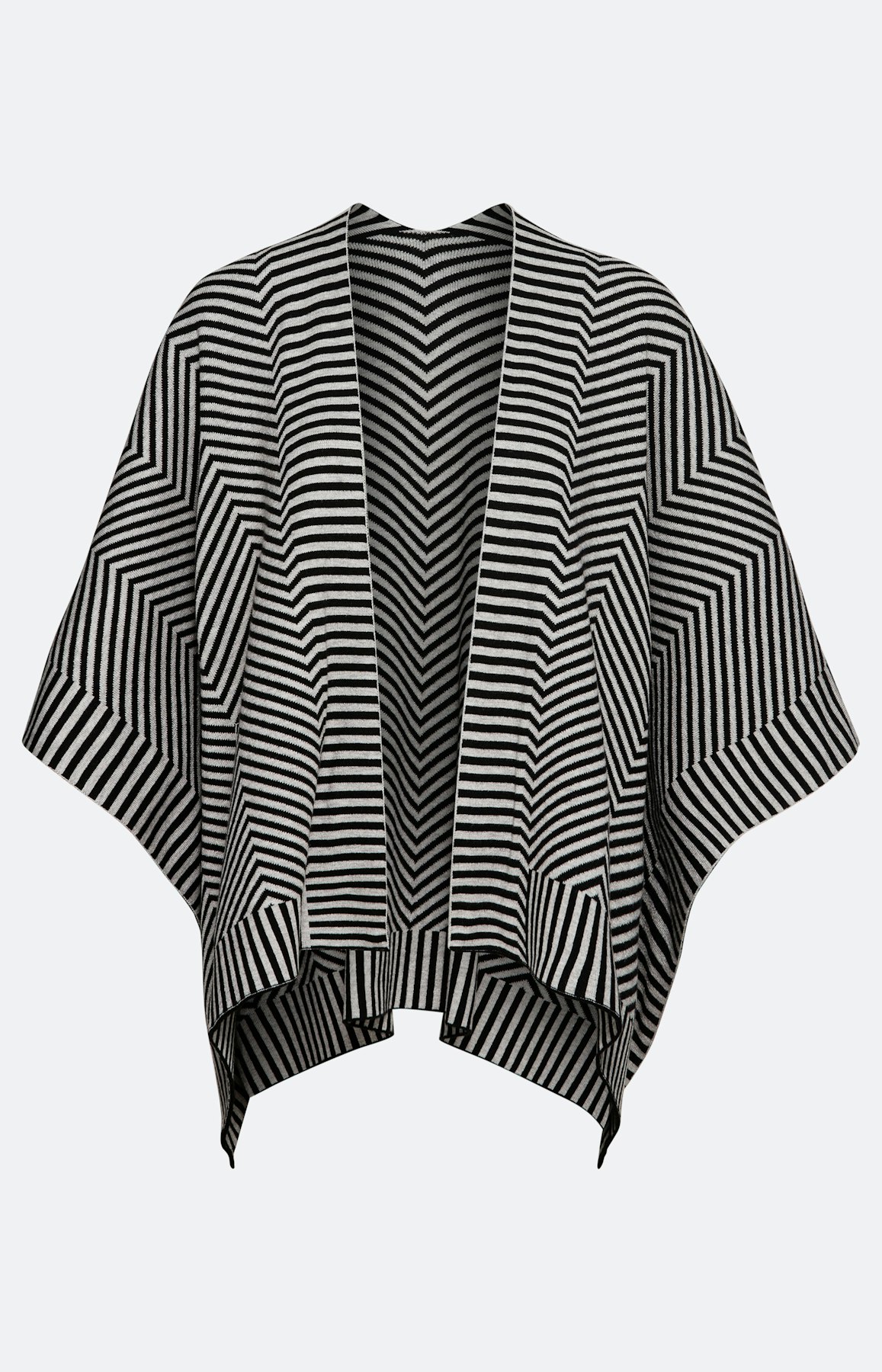 Poncho in streepdessin, zwart