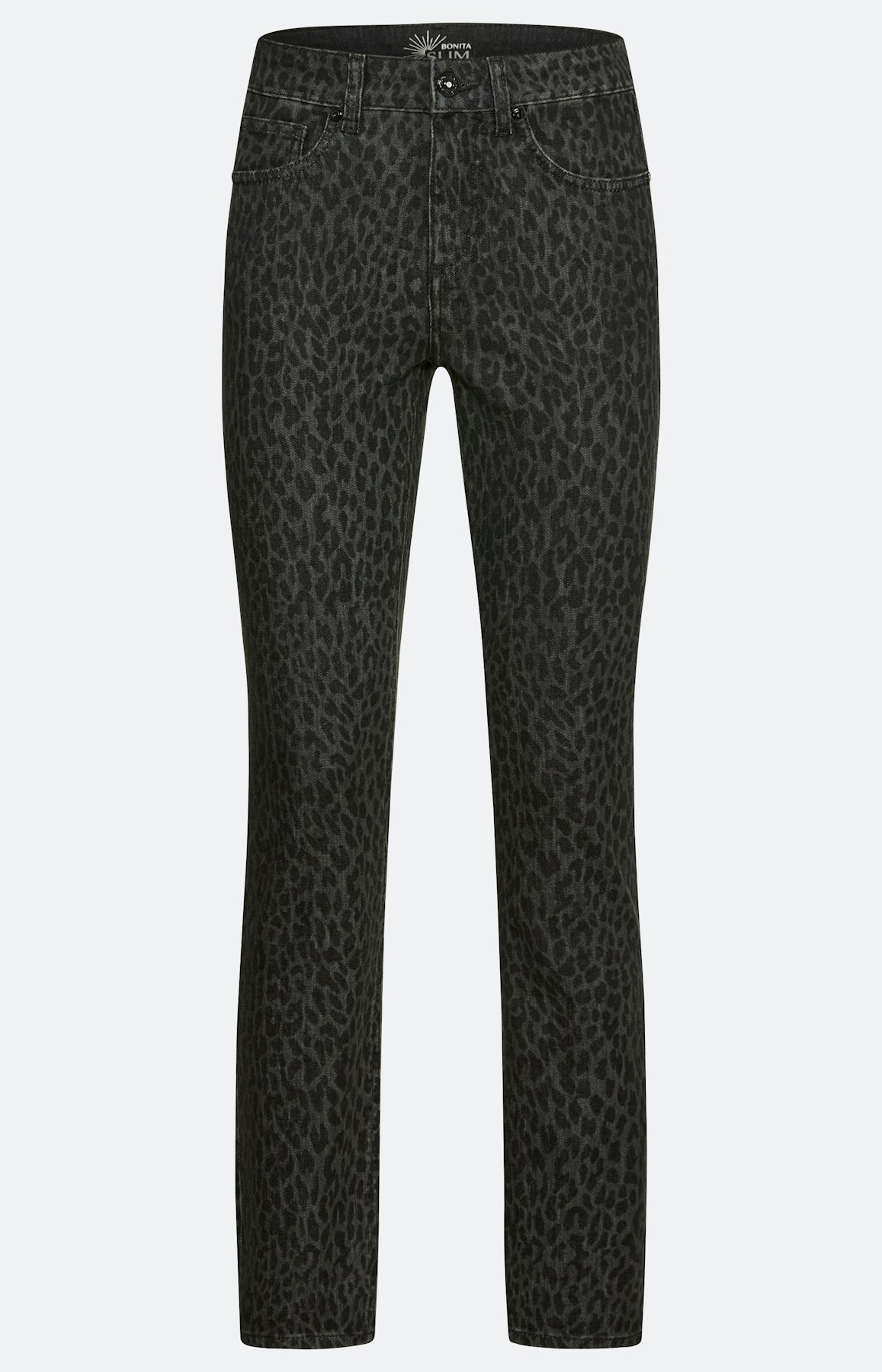 Jeans met luipaardmotief 30 inch, grijs