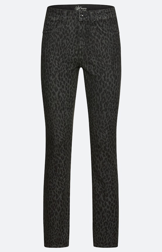 Jeans met luipaardmotief 30 inch, grijs