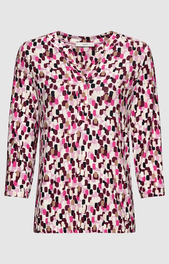 Gestippeld shirt met kraag, bourgundie