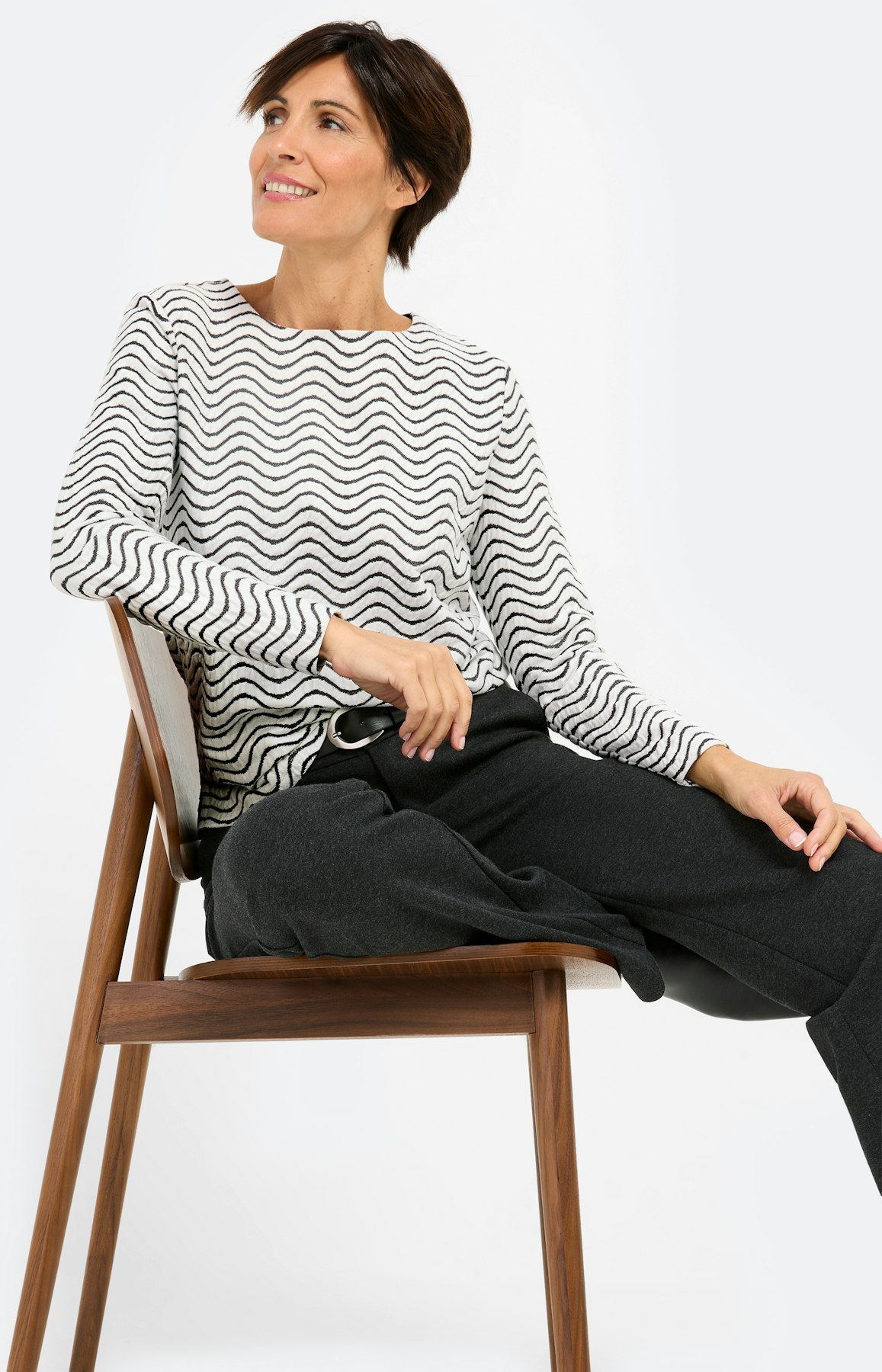 Sweatshirt met golfstructuur, wit