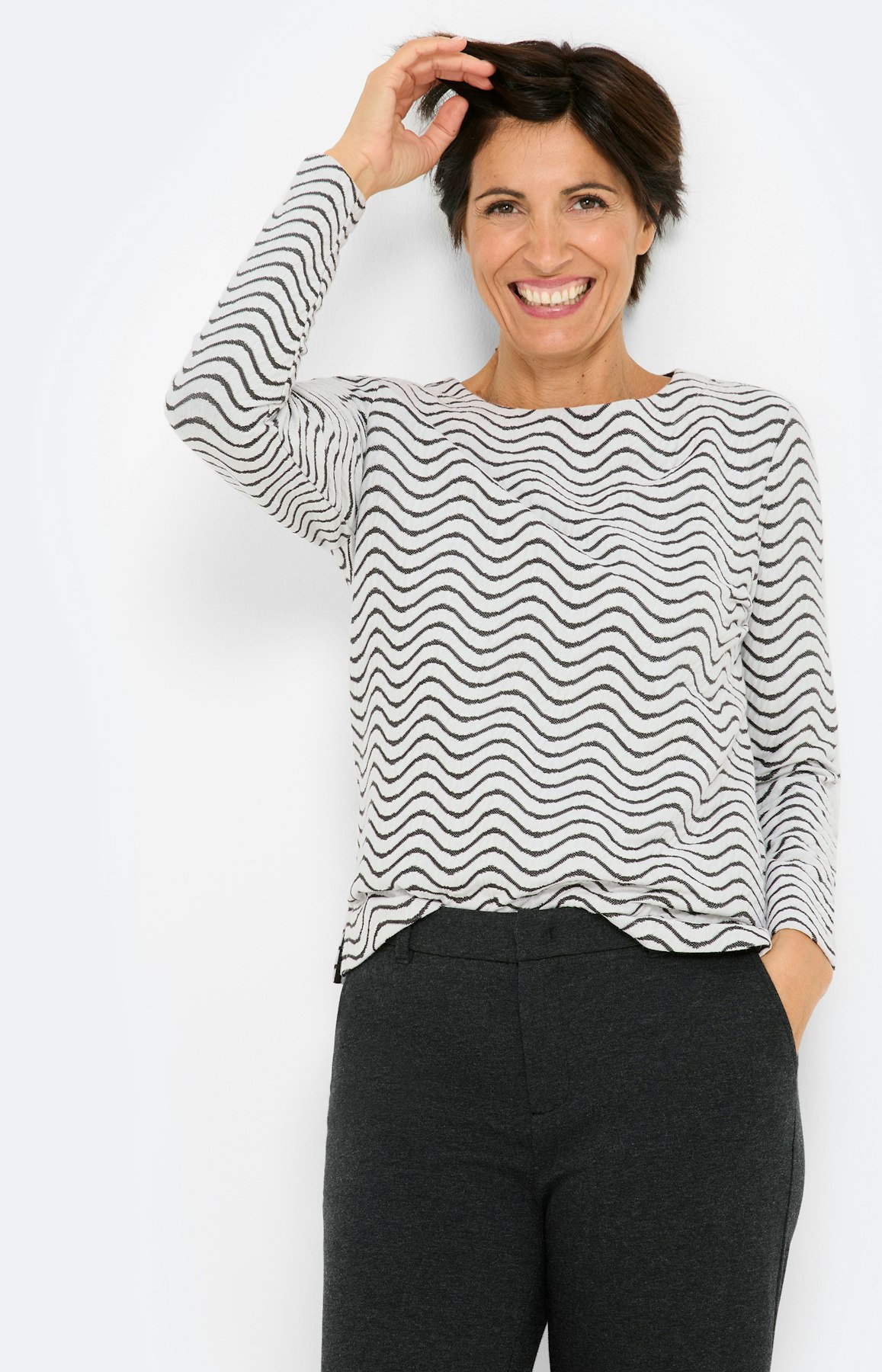 Sweatshirt met golfstructuur, wit