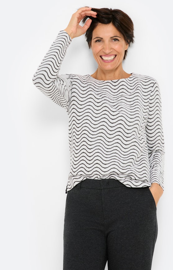Sweatshirt mit Wellelstruktur, weiß