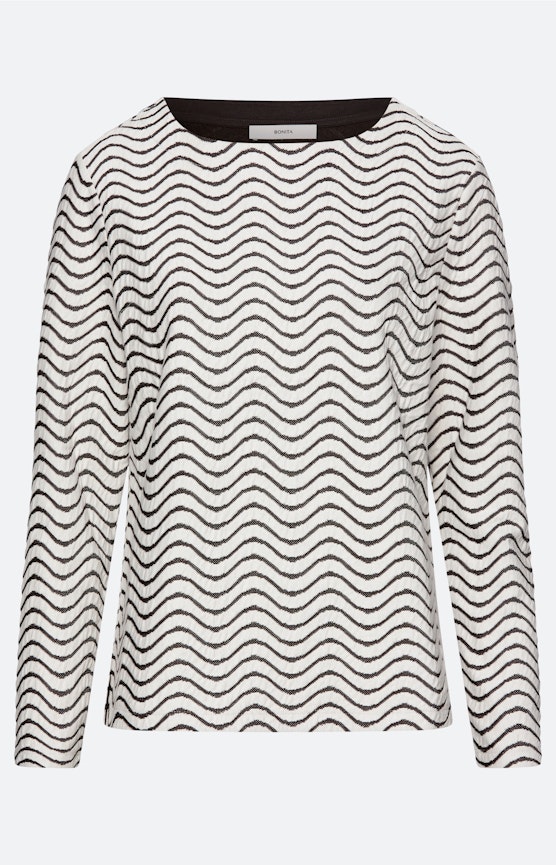 Sweatshirt mit Wellelstruktur, weiß