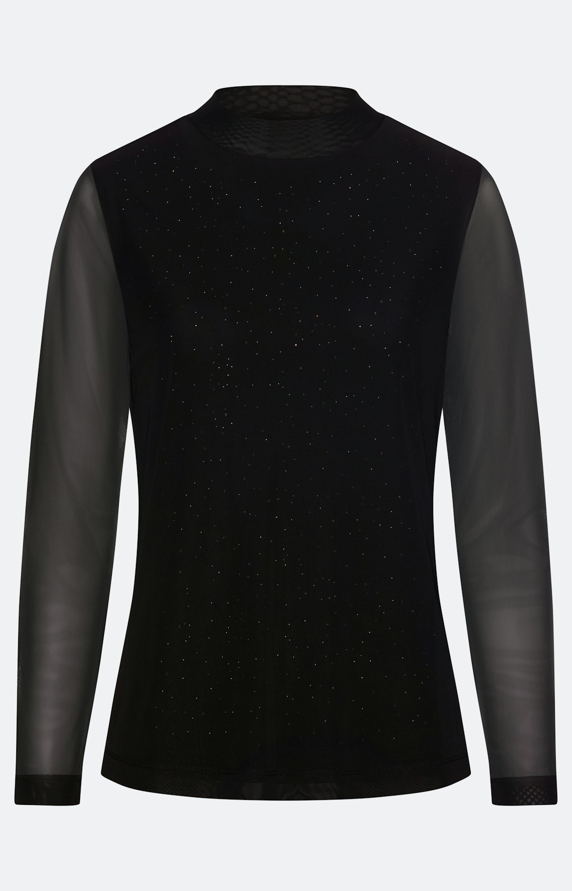 Shirt aus Mesh mit Ziersteinen, schwarz