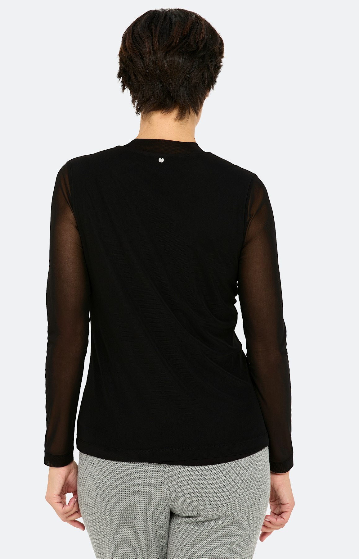 Shirt aus Mesh mit Ziersteinen, schwarz