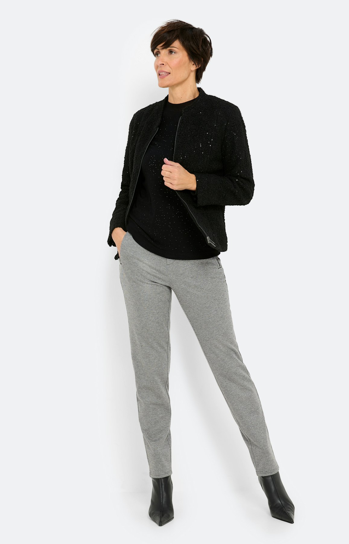 Shirt aus Mesh mit Ziersteinen, schwarz