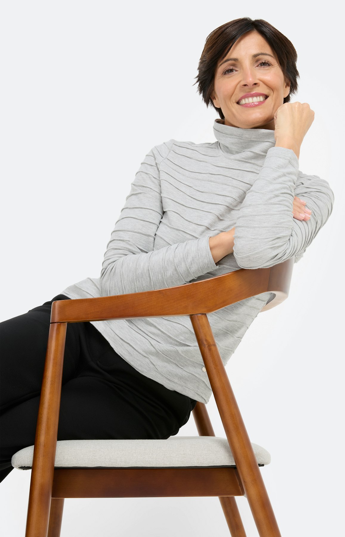 Shirt met golfstructuur, grijs