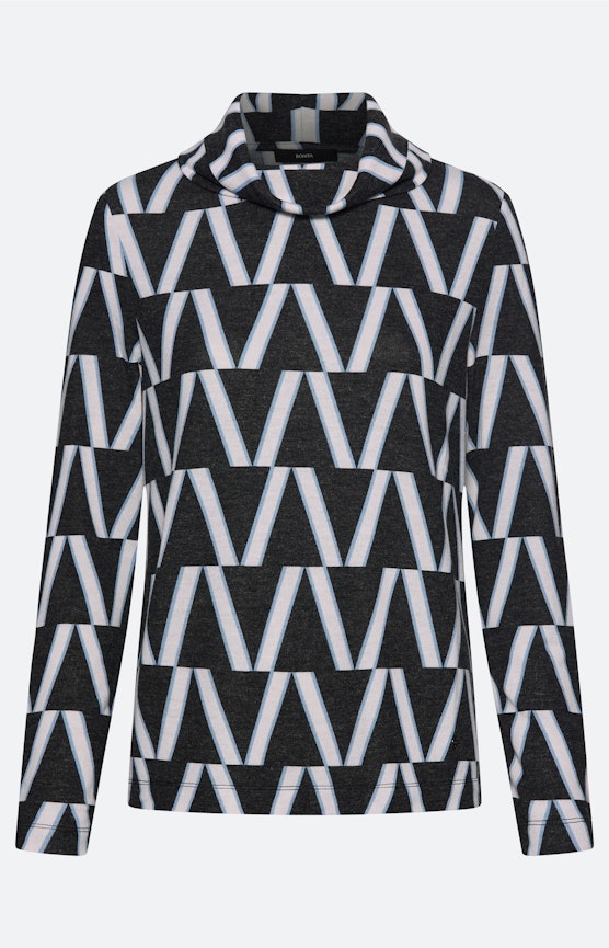 Langarmshirt mit All Over-Print, Grau