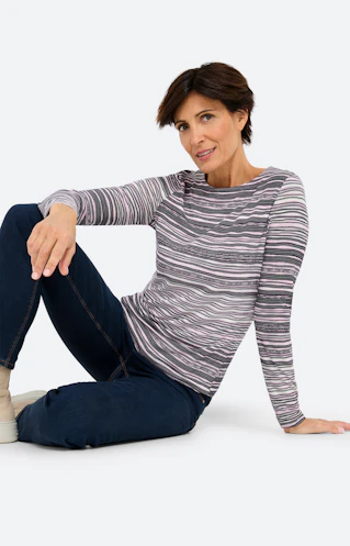T-shirt met golfstructuur, navy