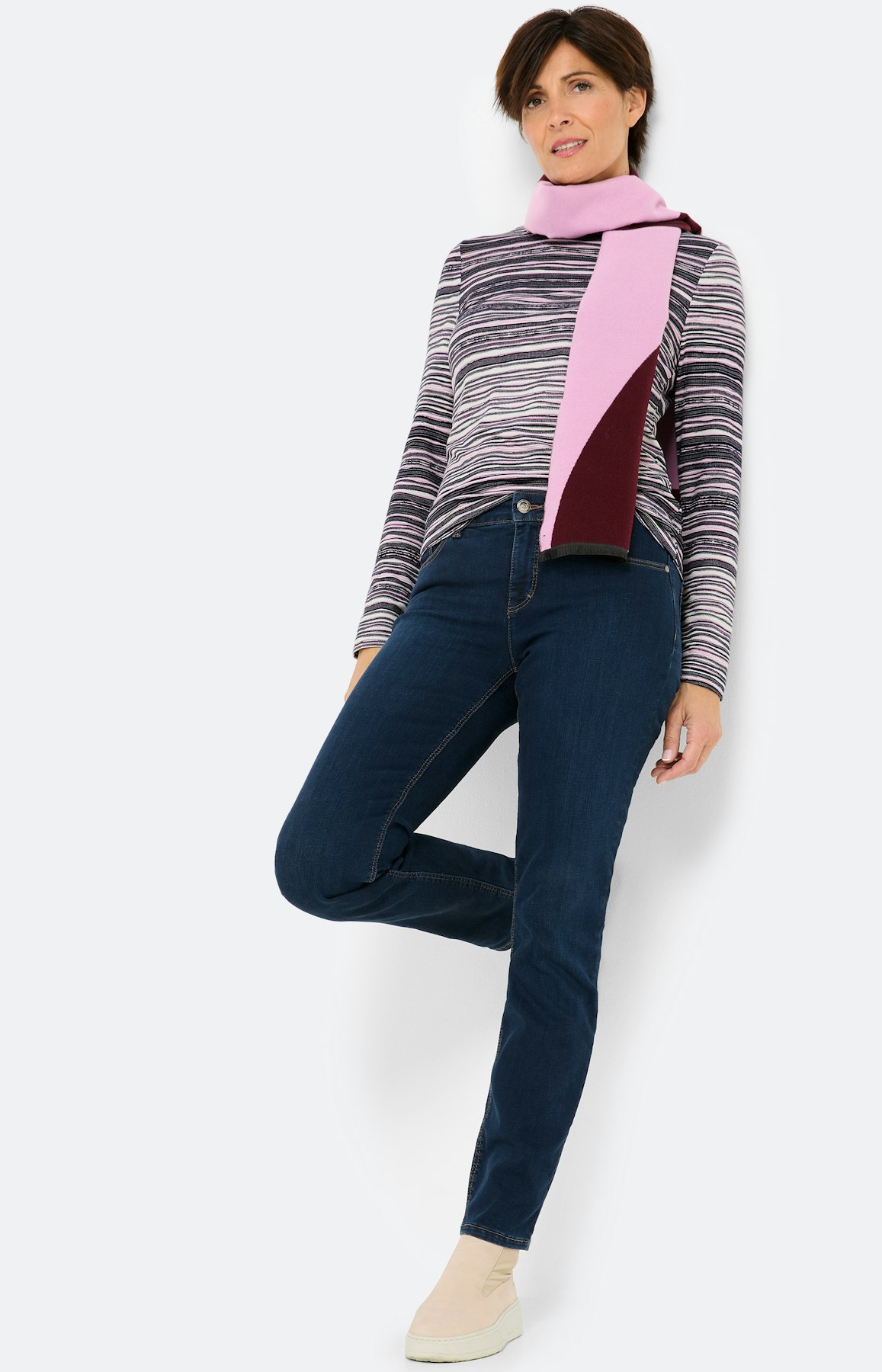 Shirt met golfstructuur, navy