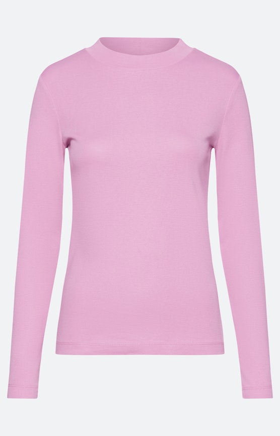 Langarmshirt mit Stehkragen, rosa