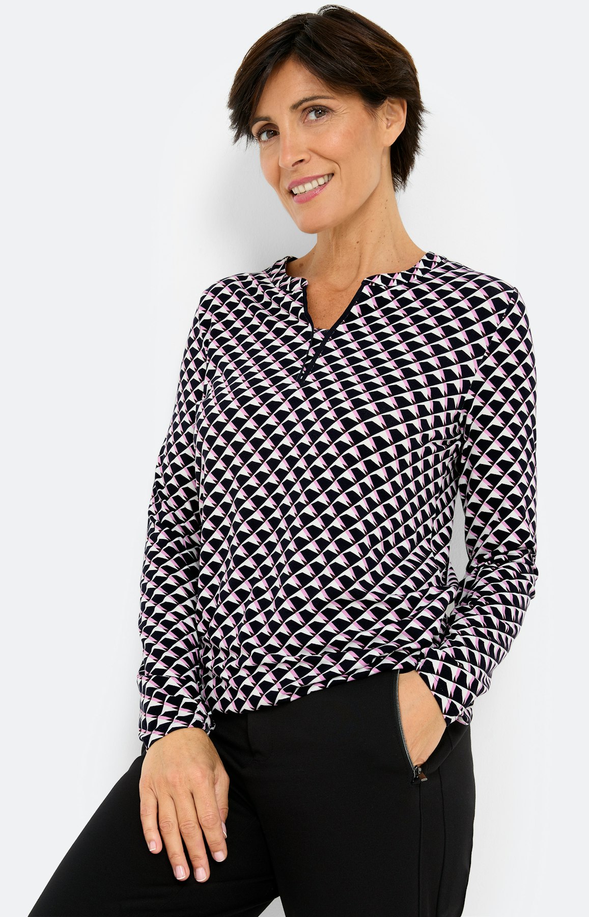 Shirt met print all-over, navy
