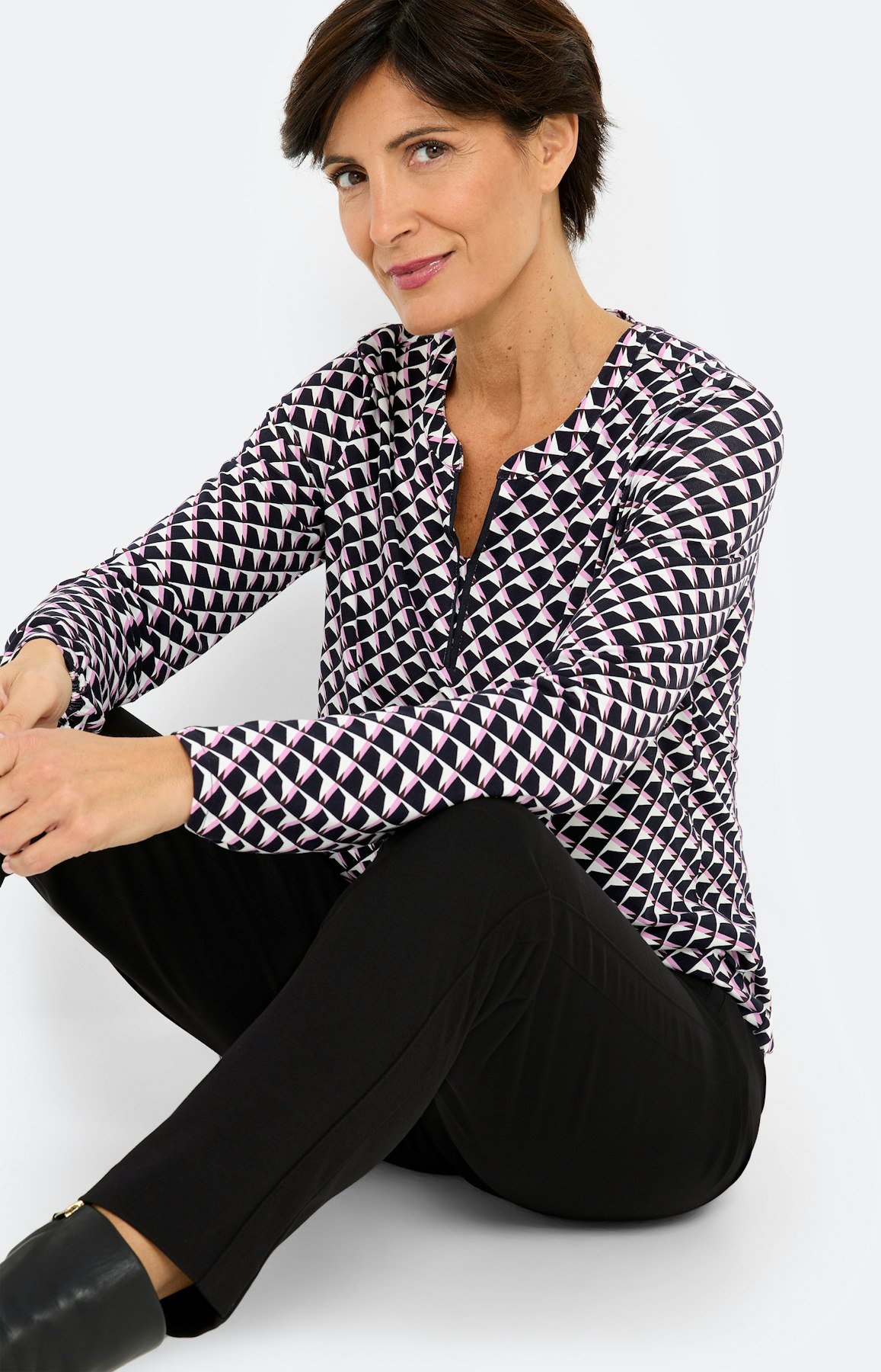 Shirt met print all-over, navy