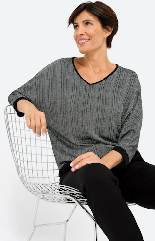 Shirtje met 3/4 mouven en lurex, zwart