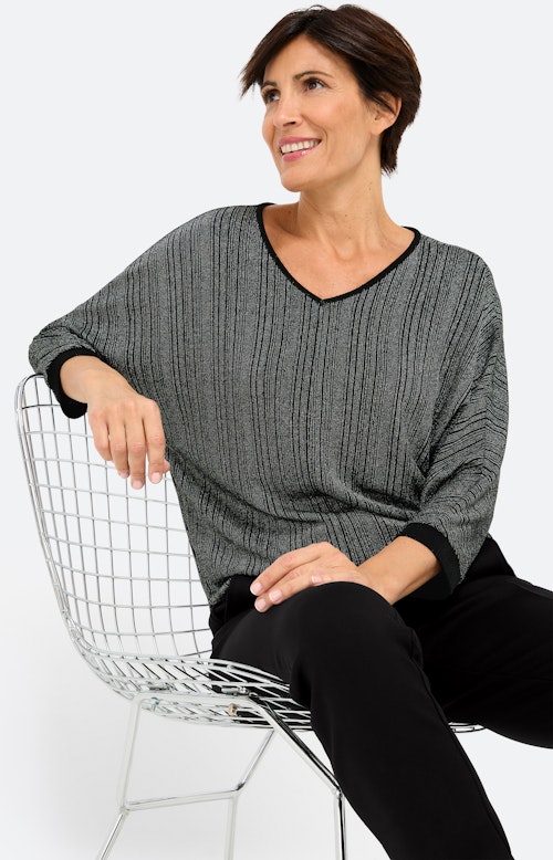 Shirt met glitterstrepen, zwart