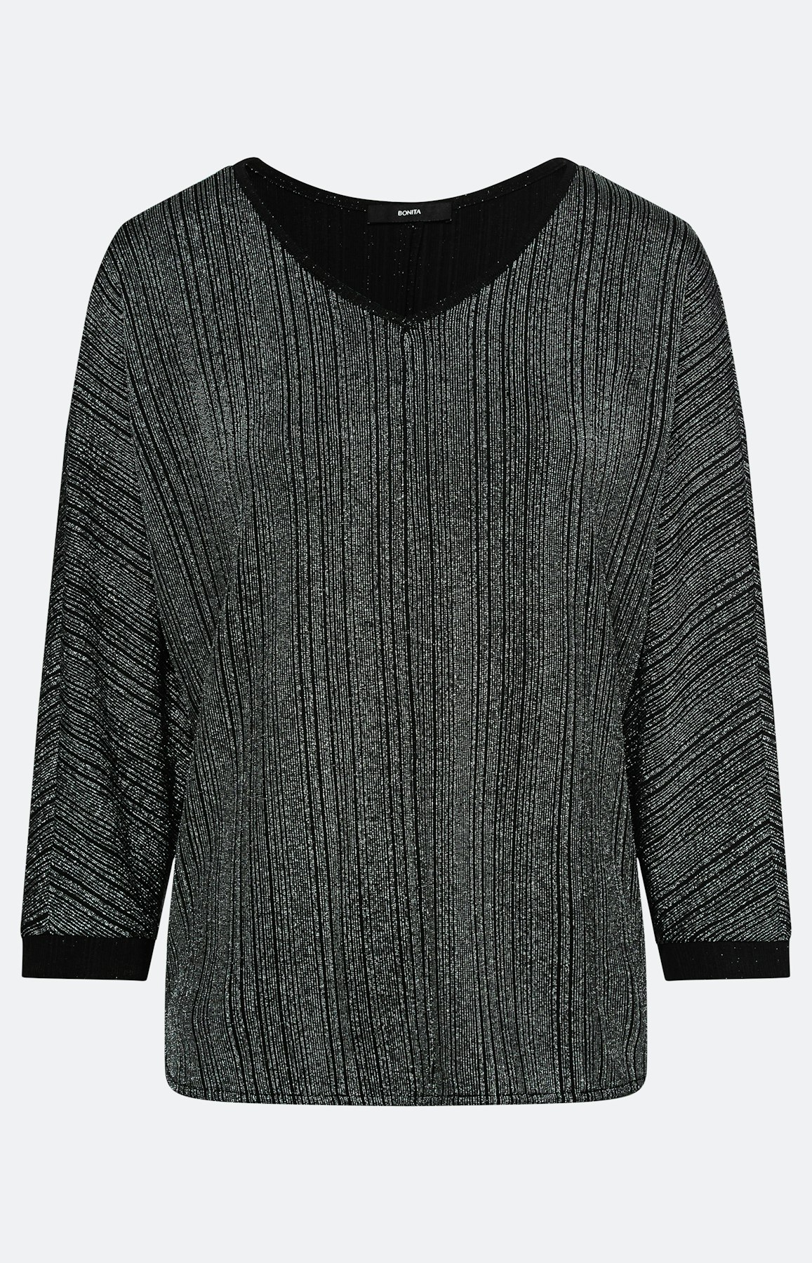 Shirt met glitterstrepen, zwart