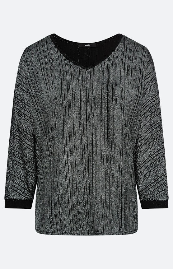Shirt met glitterstrepen, zwart