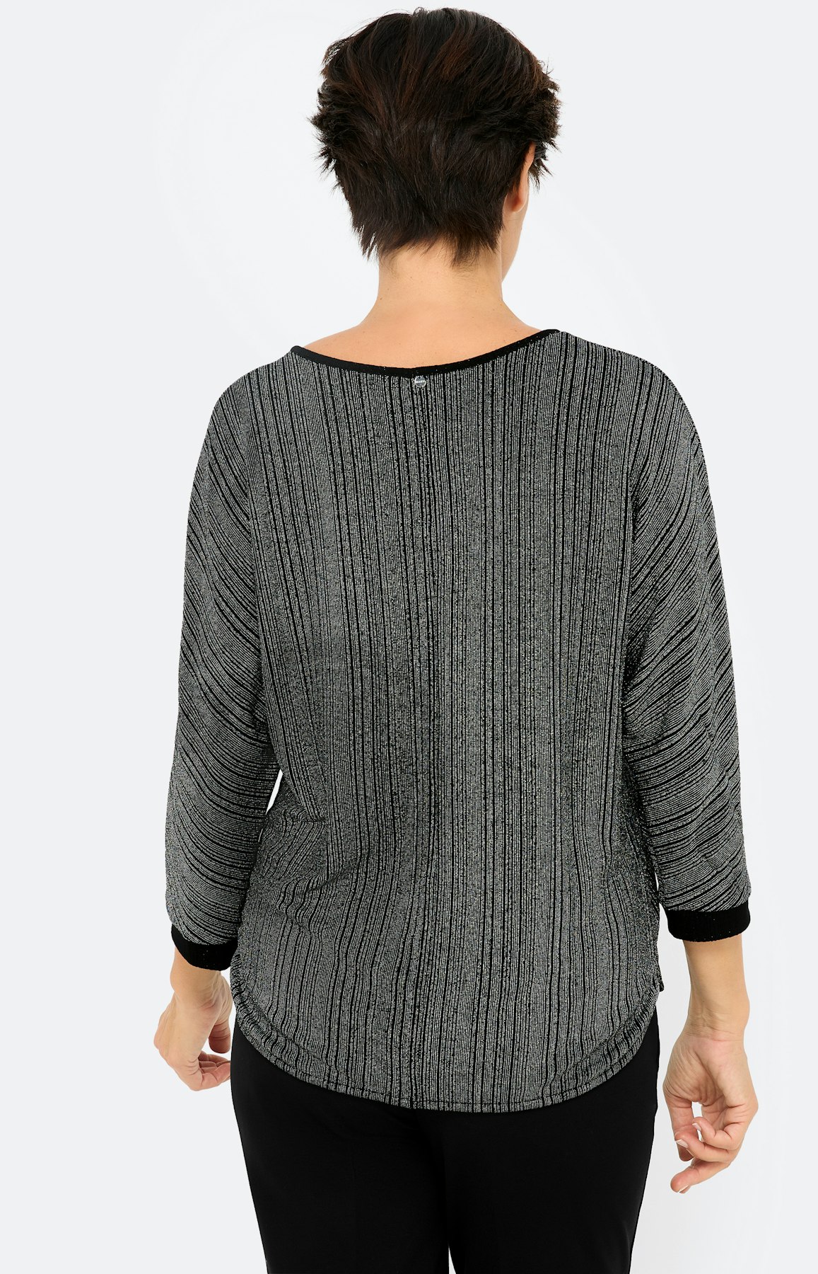 Shirt met glitterstrepen, zwart