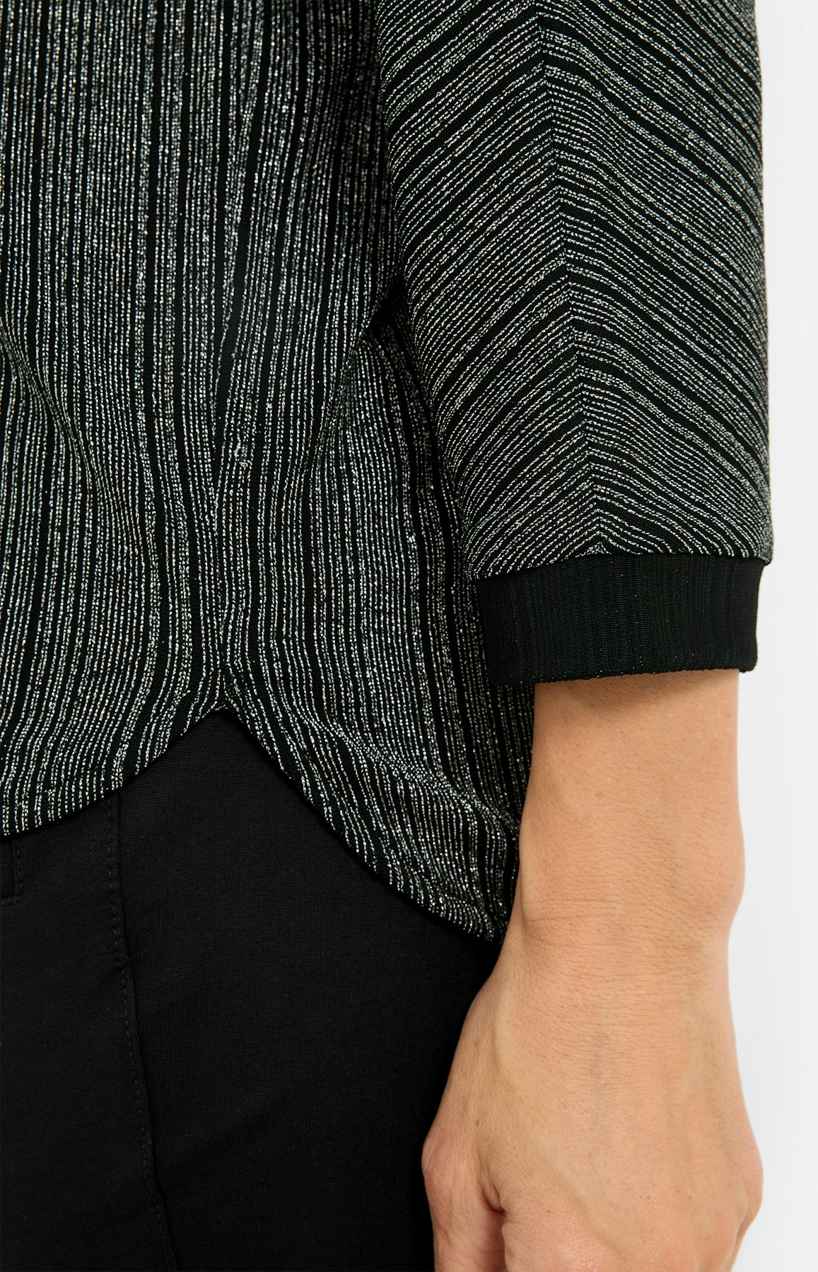 Shirt met glitterstrepen, zwart