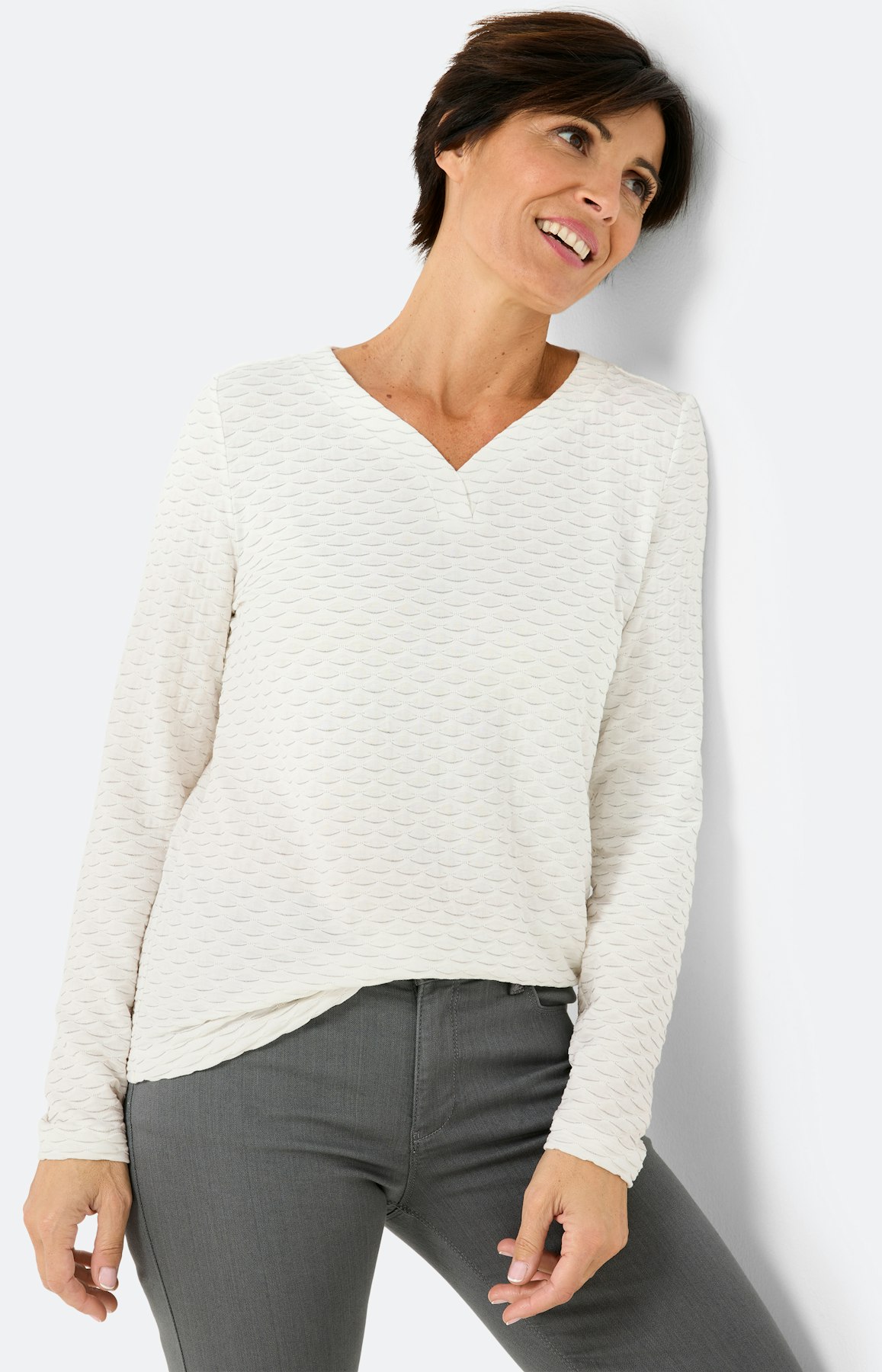 Shirt met glittereffect, wit