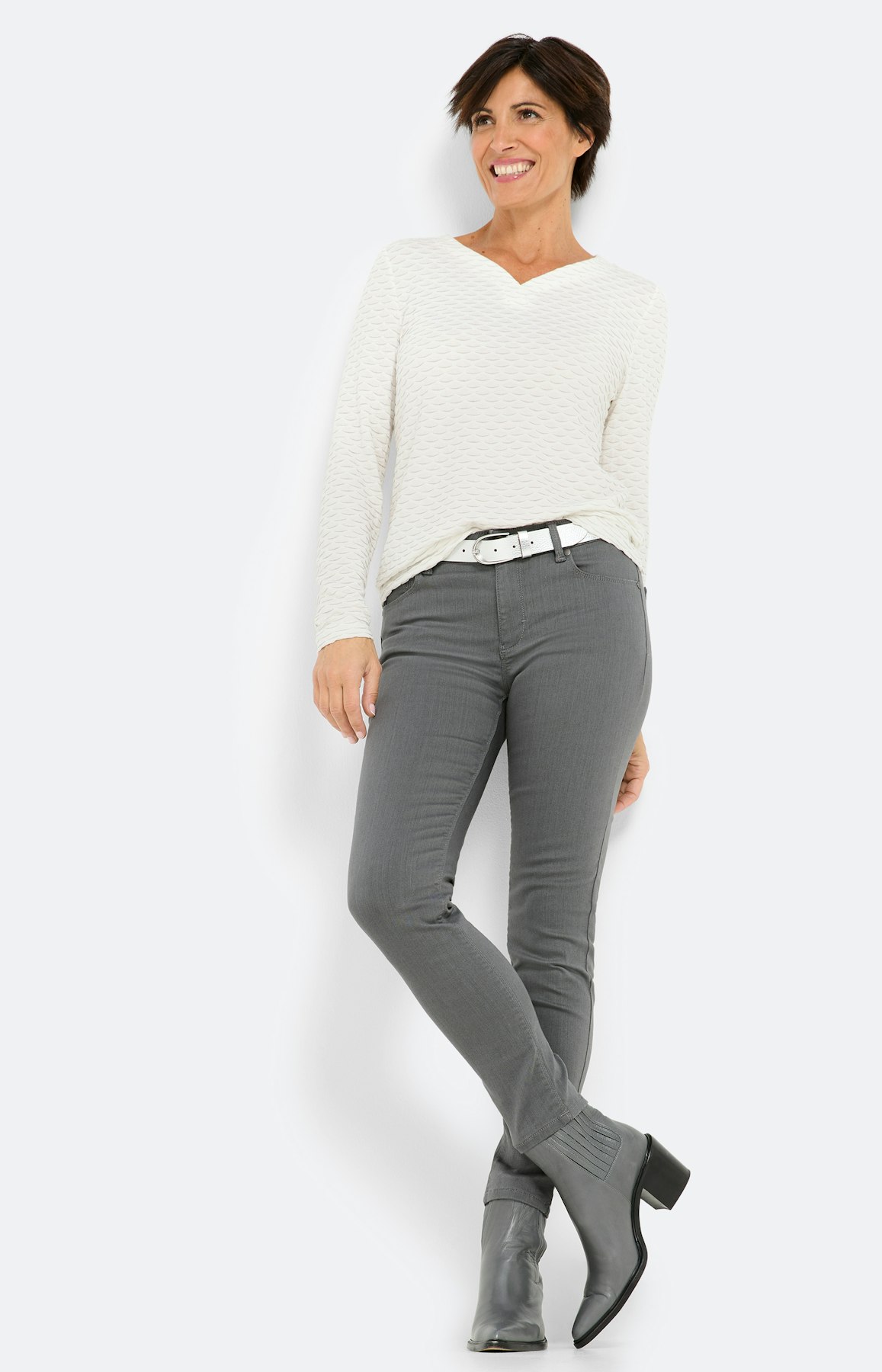 Shirt met glittereffect, wit