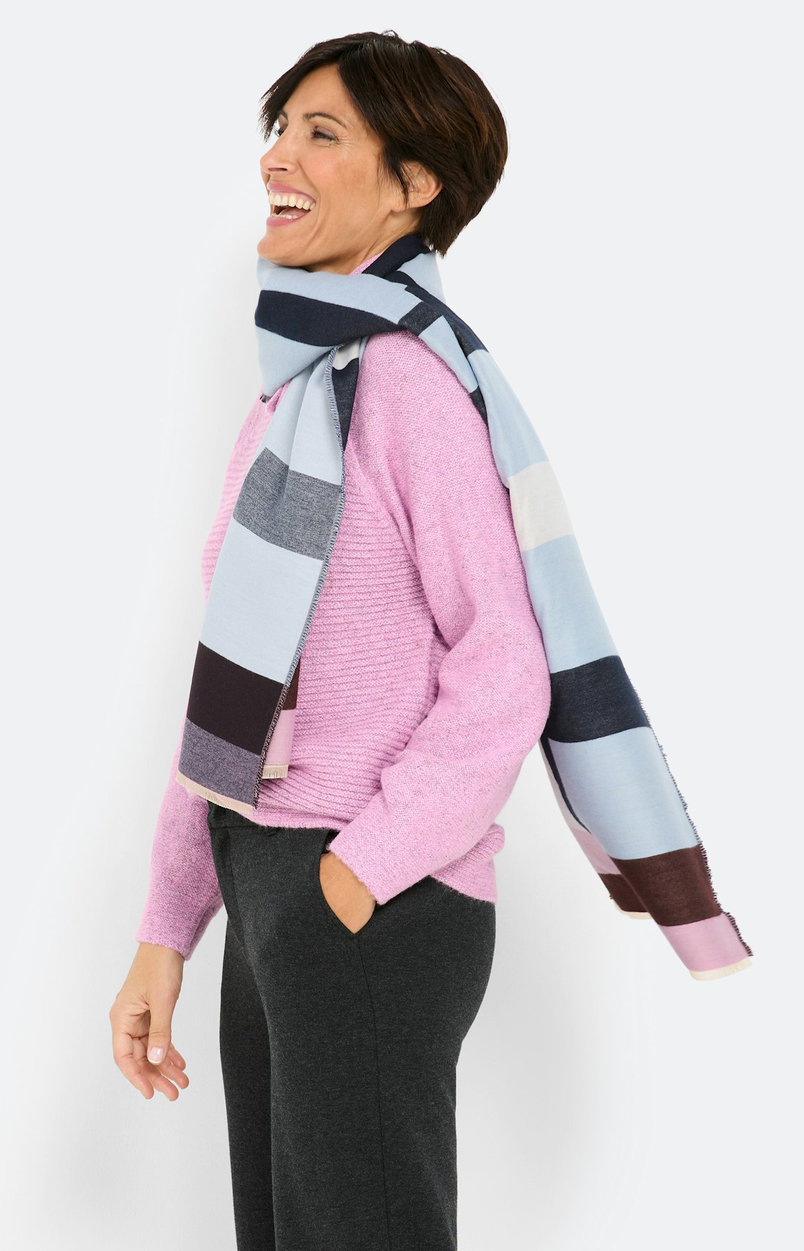 Sjaal met streepdessin, navy