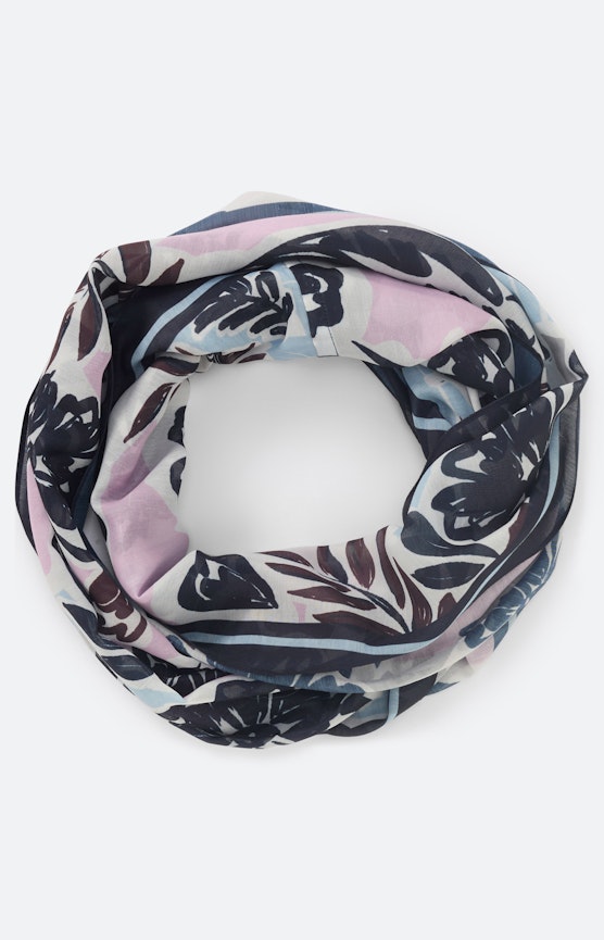 Colsjaal met bloemenprint, navy