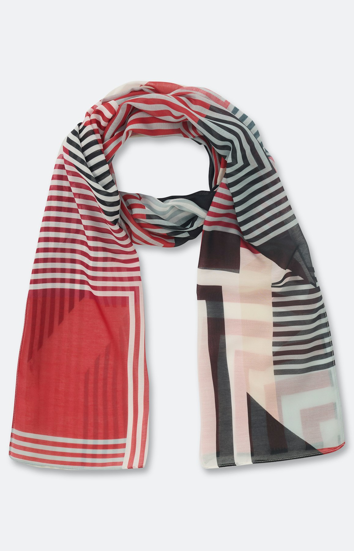 Sjaal met mix van motieven, donkerrood