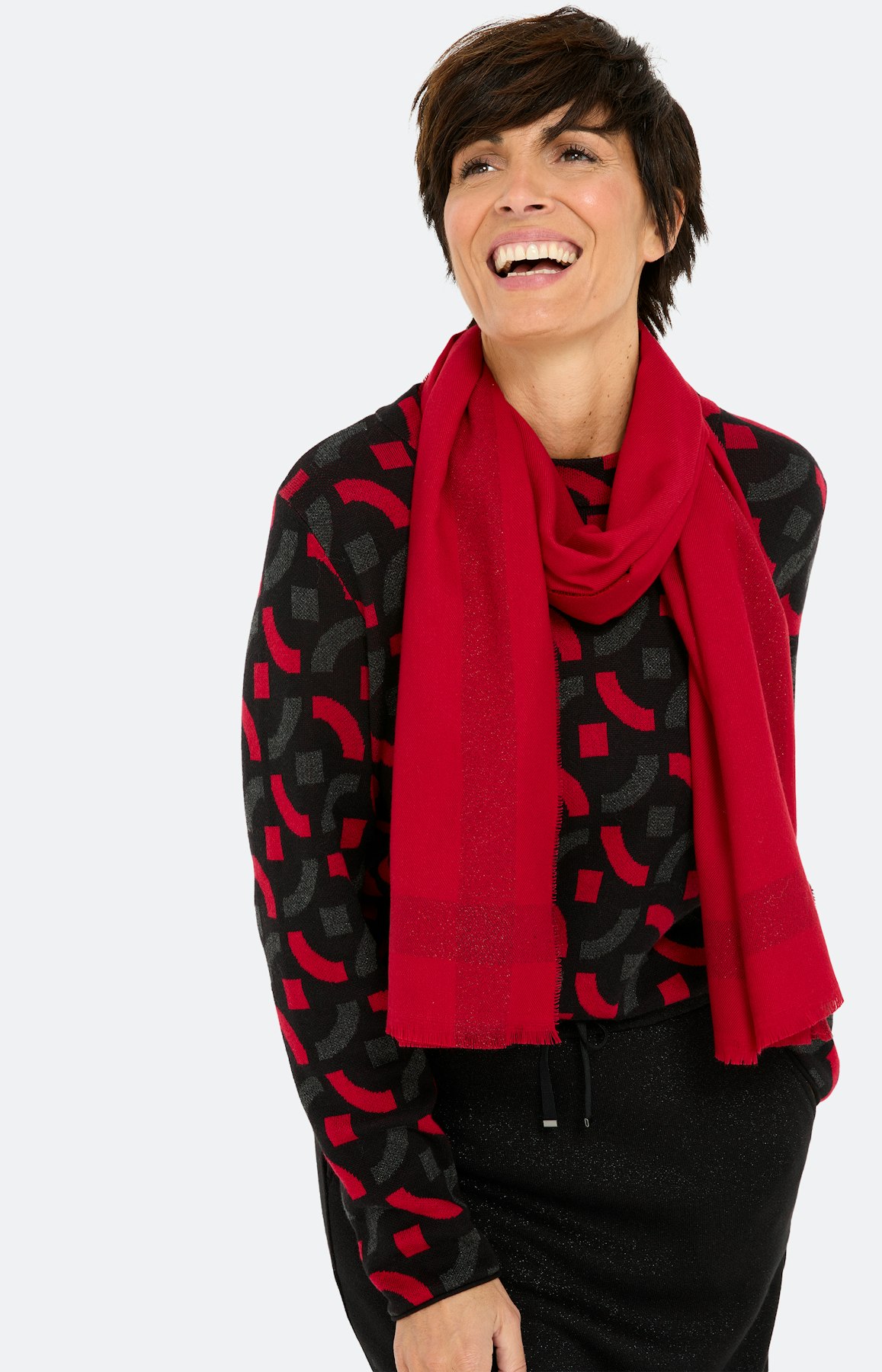 Sjaal met glitterdetail, donkerrood