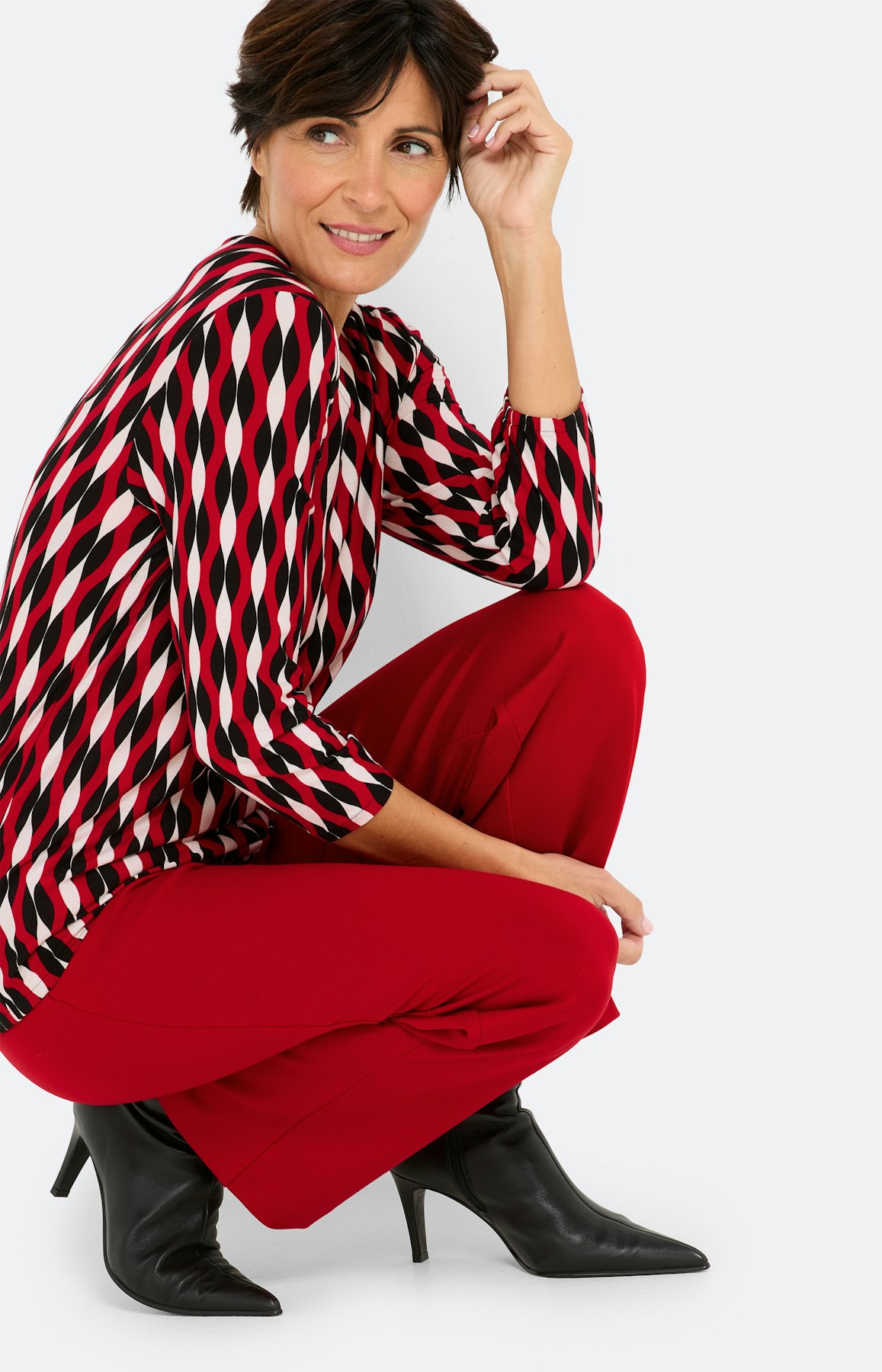 Shirt met print all-over, donkerrood