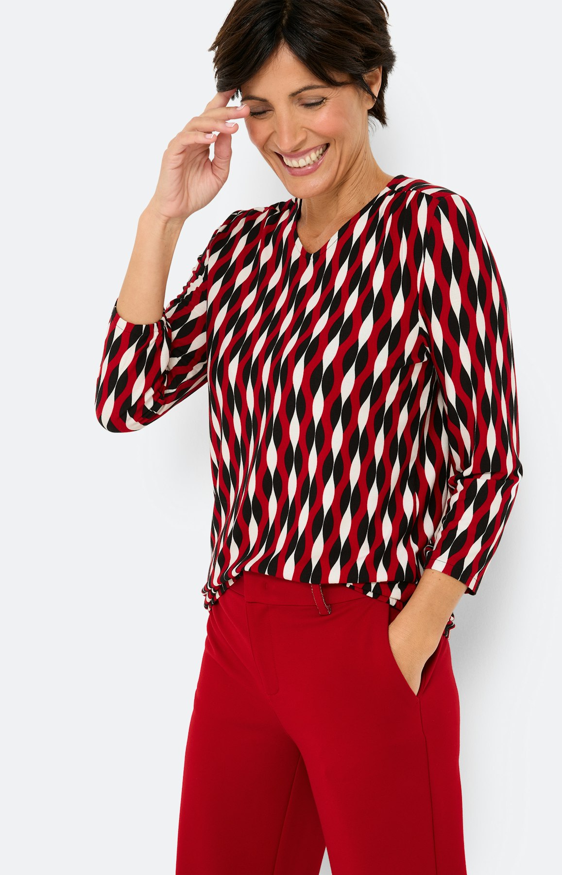 Shirt met print all-over, donkerrood